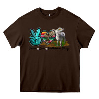 Chocolate Brown Peace Love Southdown Sheep Heavy Core Tee - LillyAllenDesigns