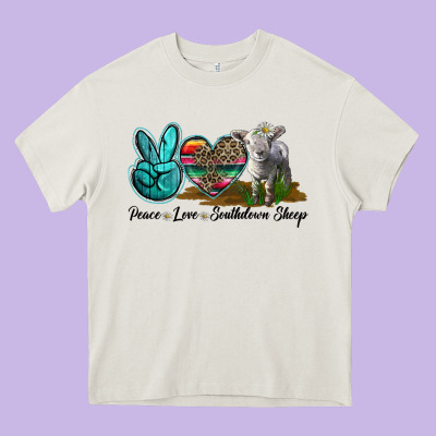 Peace Love Southdown Sheep Heavy Core Tee Designed By Lillyallendesigns
