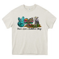 Cream Peace Love Southdown Sheep Heavy Core Tee - LillyAllenDesigns