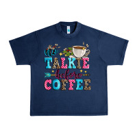 Navy no talkie before coffee Urban Heavy Tee - Zillion Design Studio