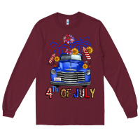 Burgundy western fourth of july truck Long Sleeve Tee - FaDigitalArtStudio