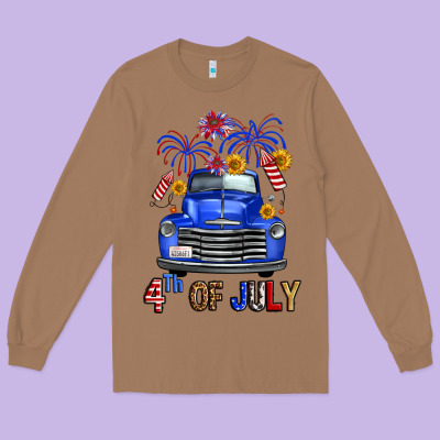 Western Fourth Of July Truck Long Sleeve Tee Designed By Fadigitalartstudio