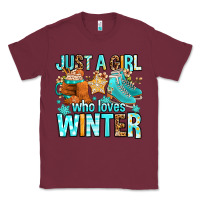 Burgundy just a girl who loves winter Classic Tee - FaDigitalArtStudio