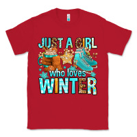 Red just a girl who loves winter Classic Tee - FaDigitalArtStudio