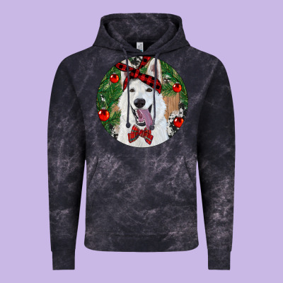 Christmas White Shepherd With Cowhide Vintage Hoodie Designed By Ranaportraitstore