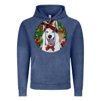 Vintage Denim Christmas White Shepherd With Cowhide Vintage Hoodie - RanaPortraitStore