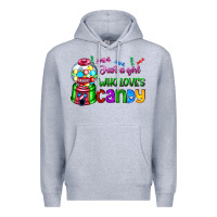 Heather Grey just a girl who loves candy Premium Hoodie - AdoDesignShop