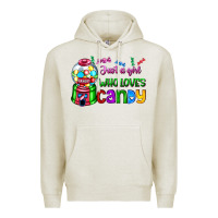 Oatmeal Heather just a girl who loves candy Premium Hoodie - AdoDesignShop