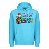 Ocean Blue just a girl who loves candy Premium Hoodie - AdoDesignShop