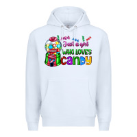 White just a girl who loves candy Premium Hoodie - AdoDesignShop