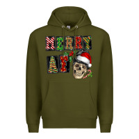 Army Green Merry af skeleton messy bun Premium Hoodie - NancyCooperArtShop