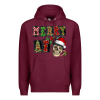 Burgundy Merry af skeleton messy bun Premium Hoodie - NancyCooperArtShop