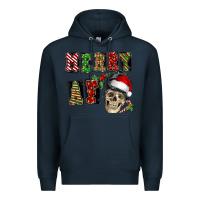 Navy Merry af skeleton messy bun Premium Hoodie - NancyCooperArtShop