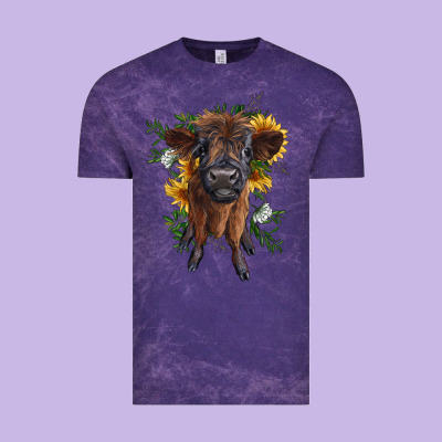 Highland Cow With Sunflower Vintage Tee Designed By Ranaportraitstore