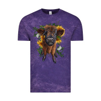 Cloud Purple highland cow with sunflower Vintage Tee - RanaPortraitStore