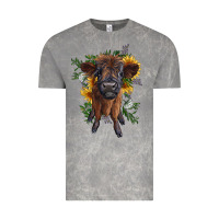 Cloud Rock highland cow with sunflower Vintage Tee - RanaPortraitStore