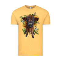 Vintage Mustard highland cow with sunflower Vintage Tee - RanaPortraitStore