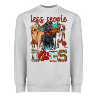 Heather Grey less people more dogs Heavyweight Sweatshirt - texasbilliewilder
