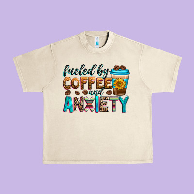 Fueled By Coffee And Anxiety Urban Heavy Tee Designed By Zillion Design Studio