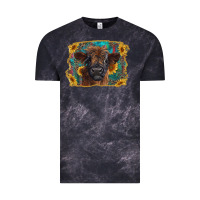 Cloud Black highland cow calf with western background Vintage Tee - RanaPortraitStore