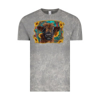 Cloud Rock highland cow calf with western background Vintage Tee - RanaPortraitStore