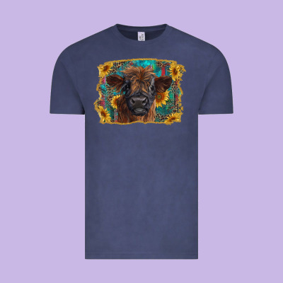 Highland Cow Calf With Western Background Vintage Tee Designed By Ranaportraitstore