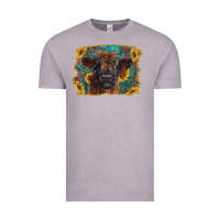 Vintage Zinc highland cow calf with western background Vintage Tee - RanaPortraitStore