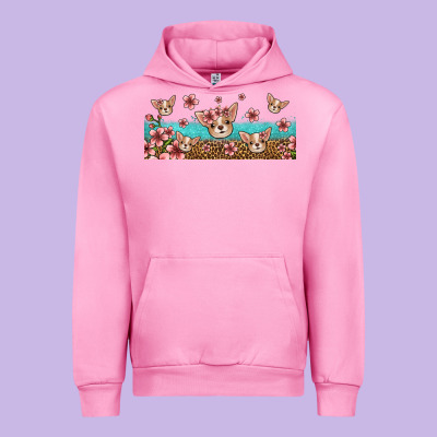 Floral Chihuahua Dogs Urban Hoodie Designed By Jasminsmagicworld