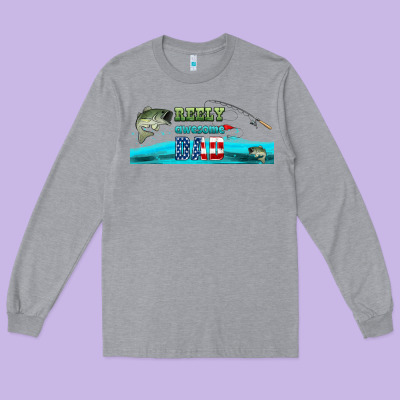 Reely Awesome Dad  Libbey Glass Long Sleeve Tee Designed By Hra Design Shop