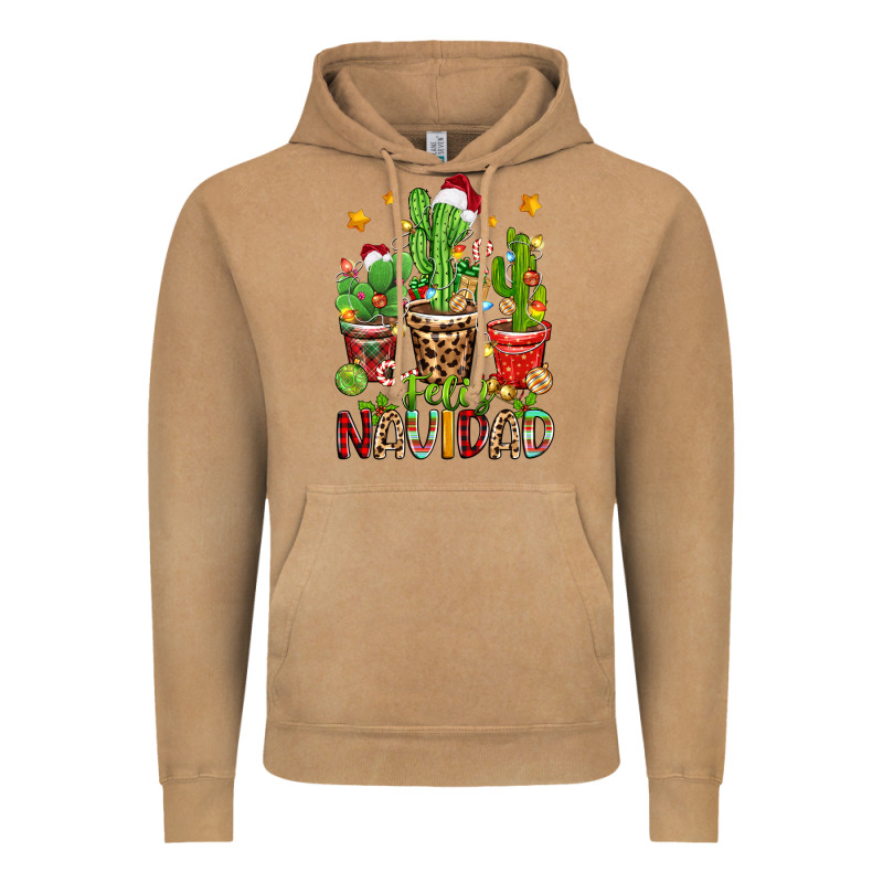 Christmas Cactus Feliz Navidad Vintage Hoodie by Zillion Design Studio | Teevron