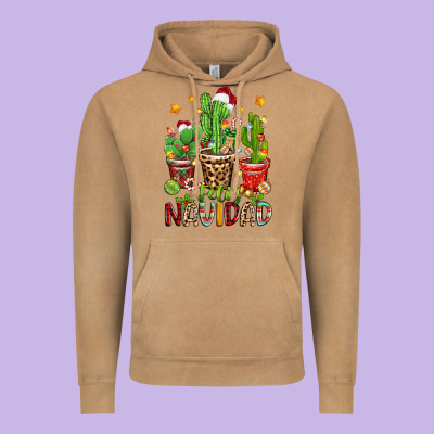 Christmas Cactus Feliz Navidad Vintage Hoodie Designed By Zillion Design Studio