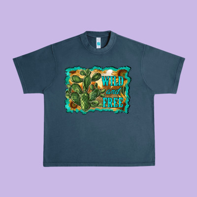 Wild And Free Cactus Urban Heavy Tee Designed By Ranaportraitstore