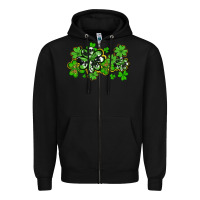 Black cowhide and leopard shamrocks Zipper Hoodie - AdoDesignShop