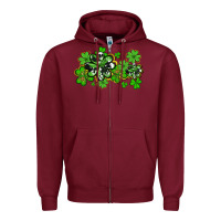 Burgundy cowhide and leopard shamrocks Zipper Hoodie - AdoDesignShop