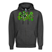 Charcoal Heather cowhide and leopard shamrocks Zipper Hoodie - AdoDesignShop