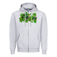 Heather Grey cowhide and leopard shamrocks Zipper Hoodie - AdoDesignShop