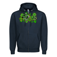 Navy cowhide and leopard shamrocks Zipper Hoodie - AdoDesignShop