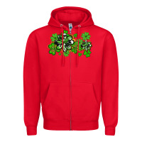 Red cowhide and leopard shamrocks Zipper Hoodie - AdoDesignShop