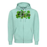 Cowhide And Leopard Shamrocks Zipper Hoodie | Teevron
