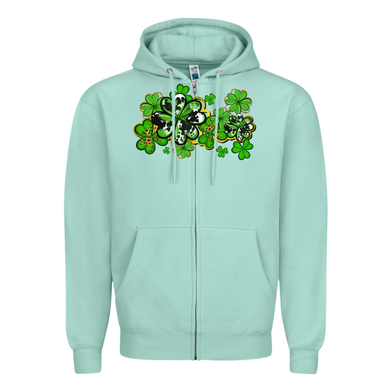 Cowhide And Leopard Shamrocks Zipper Hoodie by AdoDesignShop | Teevron