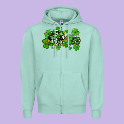 Cowhide And Leopard Shamrocks Zipper Hoodie Designed By Adodesignshop