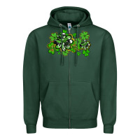 Sports Green cowhide and leopard shamrocks Zipper Hoodie - AdoDesignShop