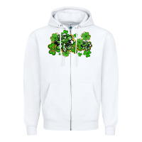 White cowhide and leopard shamrocks Zipper Hoodie - AdoDesignShop