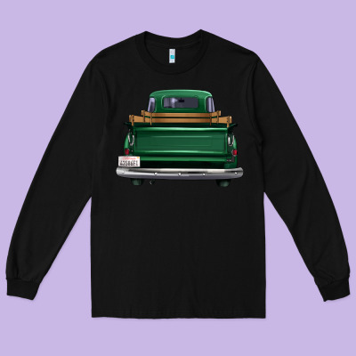 Western Green Truck Back View Long Sleeve Tee Designed By Fadigitalartstudio