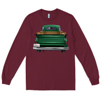 Burgundy western green truck back view Long Sleeve Tee - FaDigitalArtStudio