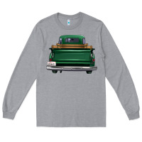 Heather Grey western green truck back view Long Sleeve Tee - FaDigitalArtStudio