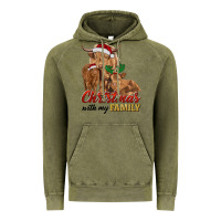 Vintage Olive Cow and Calves Christmas with My Family Vintage Hoodie - RanaPortraitStore