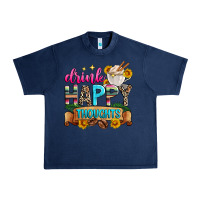 Navy drink happy thoughts Urban Heavy Tee - Zillion Design Studio