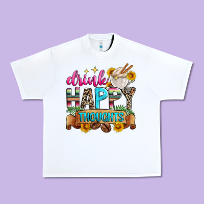 Drink Happy Thoughts Urban Heavy Tee Designed By Zillion Design Studio
