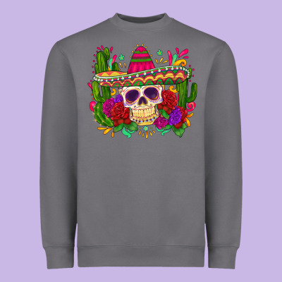 Mexican Skull Heavyweight Sweatshirt Designed By Zillion Design Studio